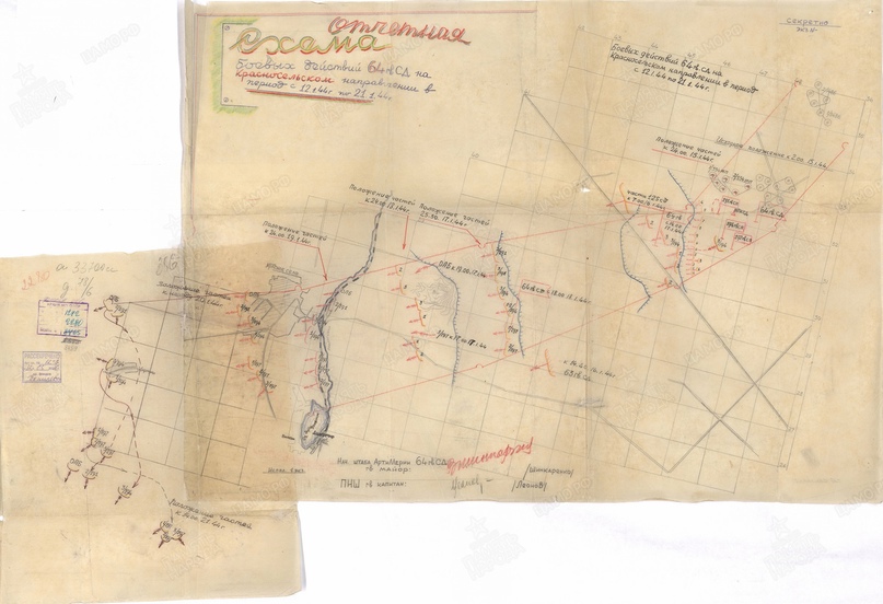 Схема боевых действий 64 Гвардейской стрелковой дивизии по освобождению Красного Села